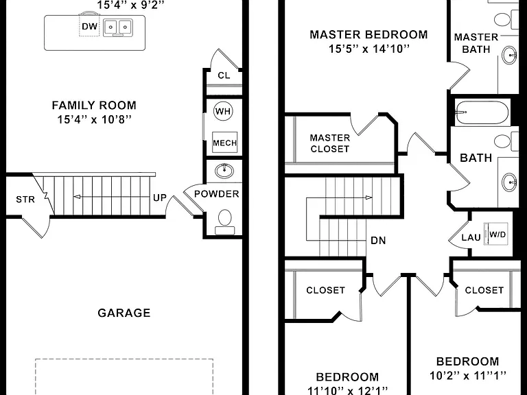 3 bed floorplan with dimensions