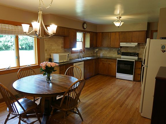 Big kitchen, hardwood floors