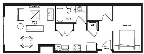Floor plan Open 1 Bedroom, 1 Bath