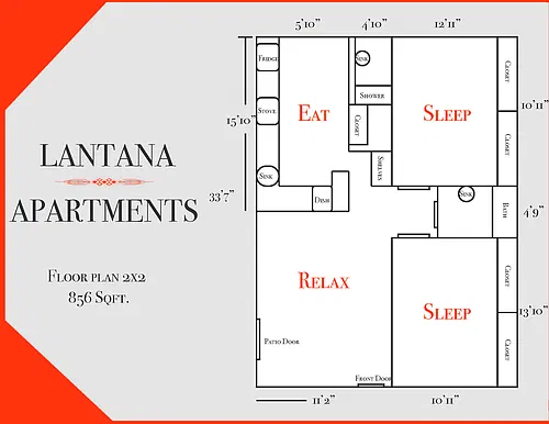 Floor plan 2 Bedroom 2 bathroom