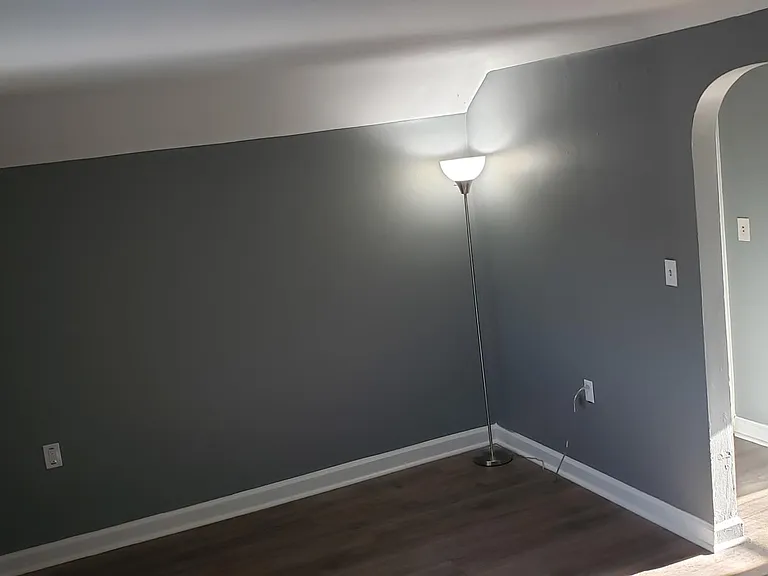 Living room with corner lamp.