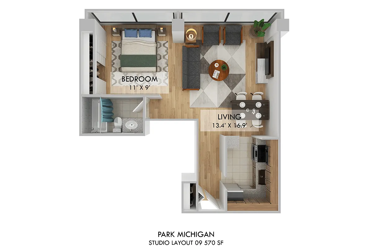 Floor plan Studio 1ba 09