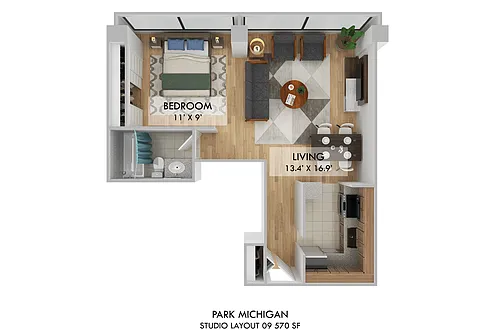 Floor plan Studio 1ba 09