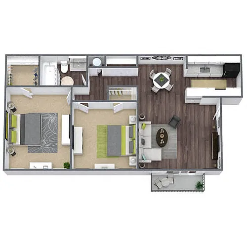 Floor plan B1: 2 Bed 1 Bath