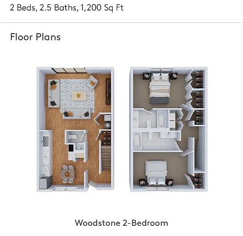 Floor plan 2 Beds 2 Baths