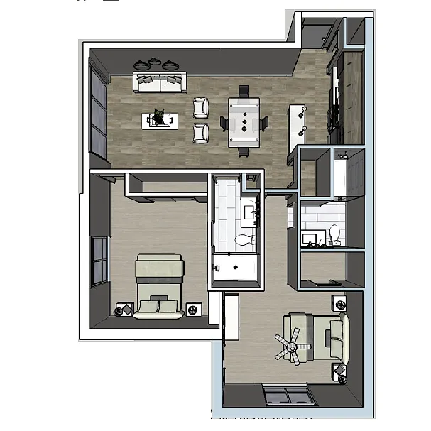 Floor plan 2 Bed / 2 Bath - Courtyard View