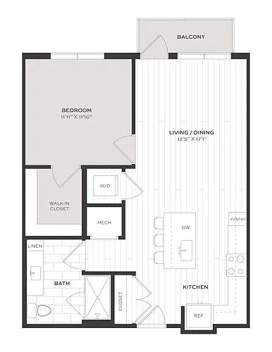 Floor plan 1 Bed/1 Bath-A1