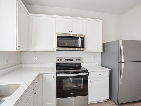 Each kitchen comes with upgraded, stainless steel appliances.