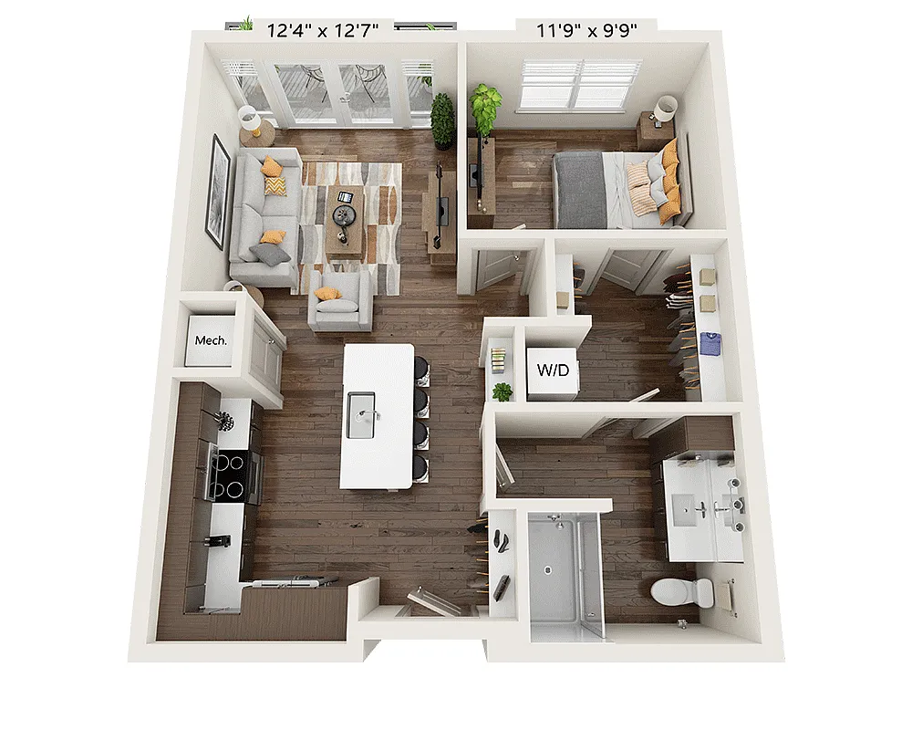 Floor plan One Bedroom A1N-III