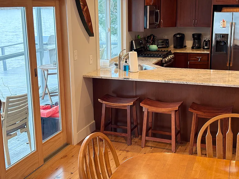 View of the dining room looking into the kitchen