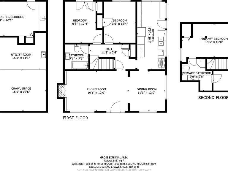 3 level layout, full bath on each level