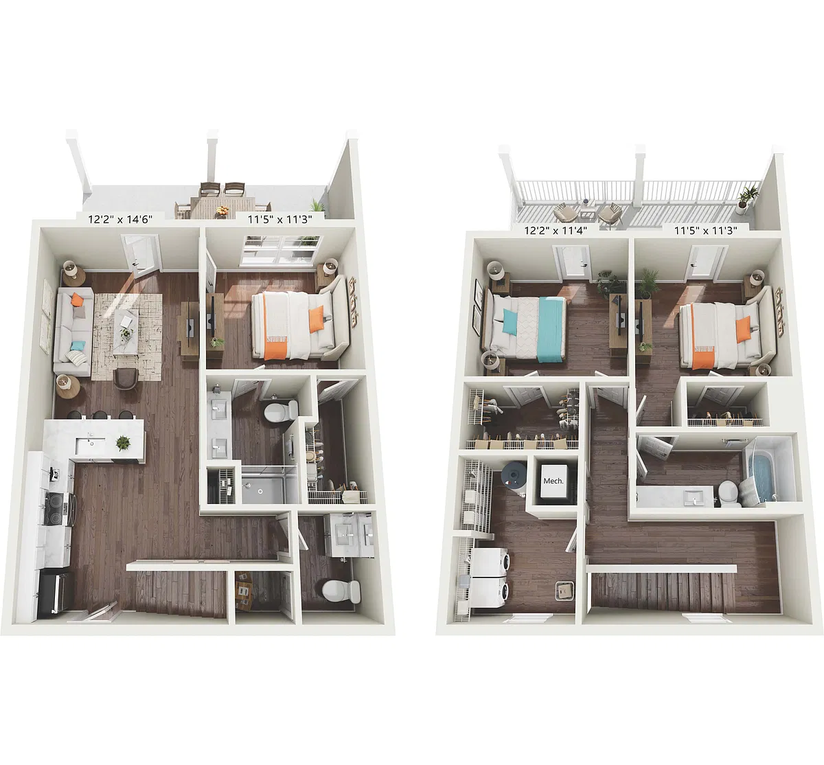 Floor plan 3 Bedroom, 2.5 Bathroom Townhome