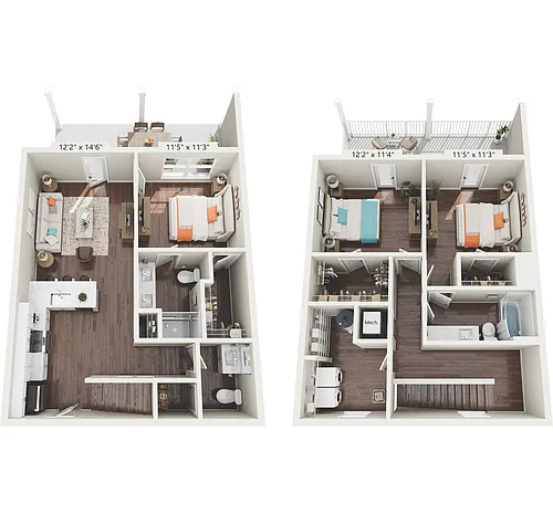 Floor plan 3 Bedroom, 2.5 Bathroom Townhome