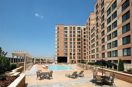 Outside of the building Pool area