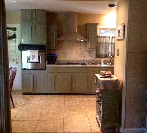 updated kitchen- opens to den