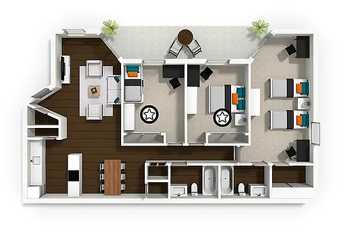 Floor plan Private Bedroom Standard - The Flat