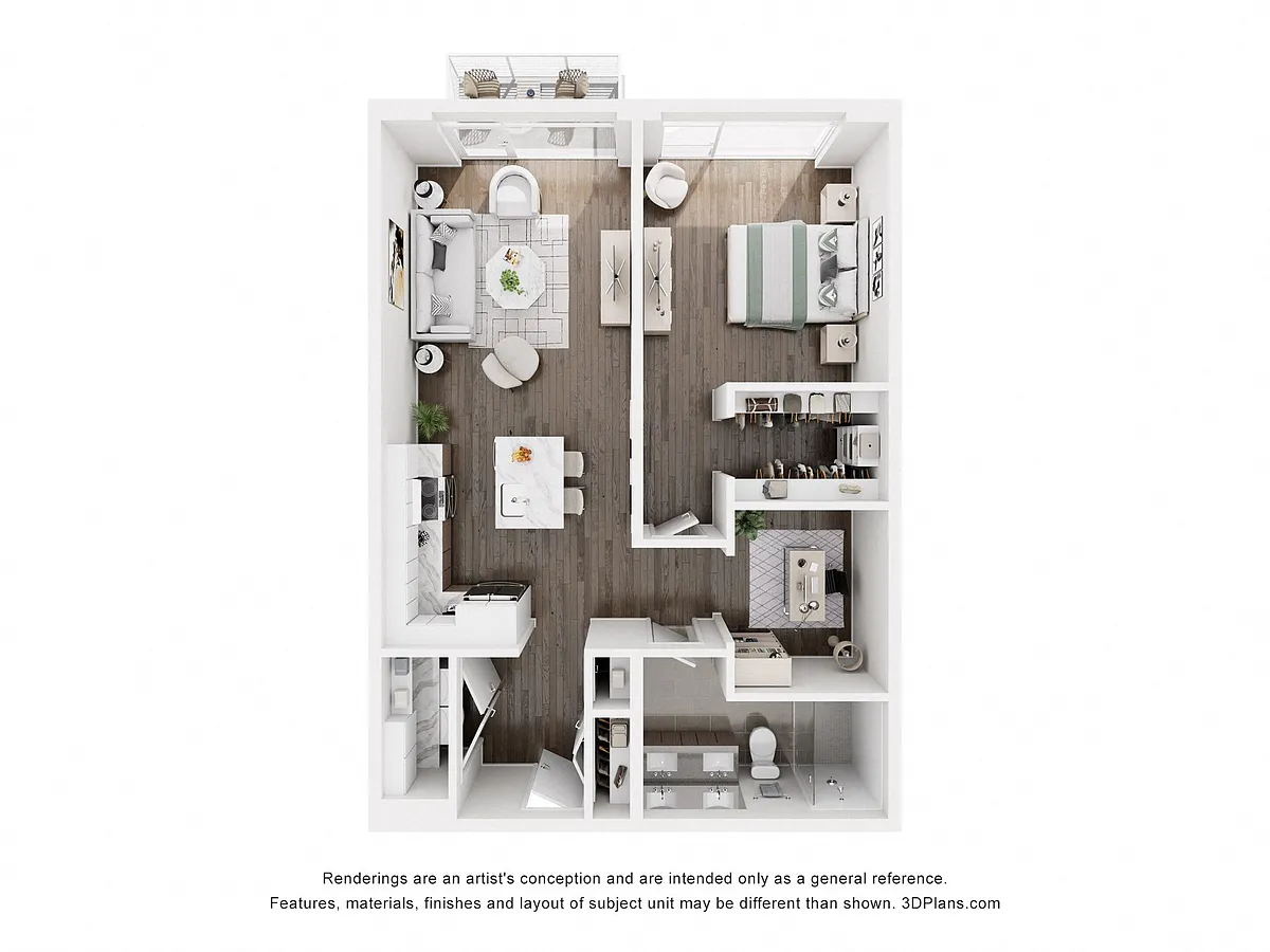 Floor plan 1 BEDROOM+DEN-3