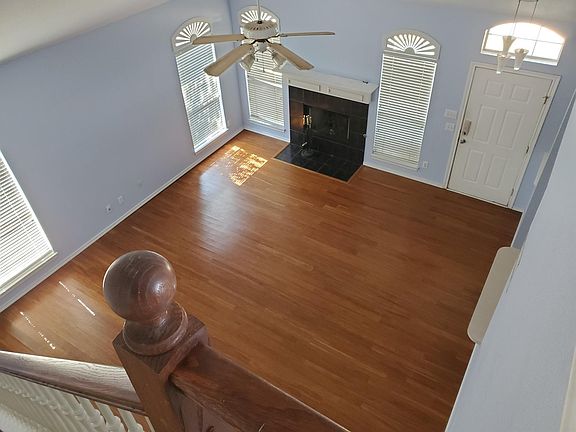 View of living room from loft area