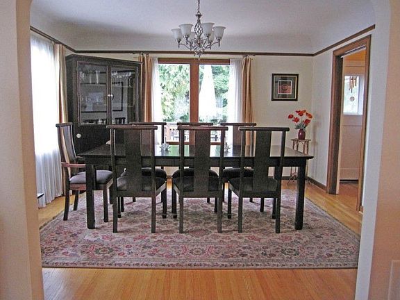 Very large formal dining room with again all the period detailing. Hardwood floors throught out most of home.