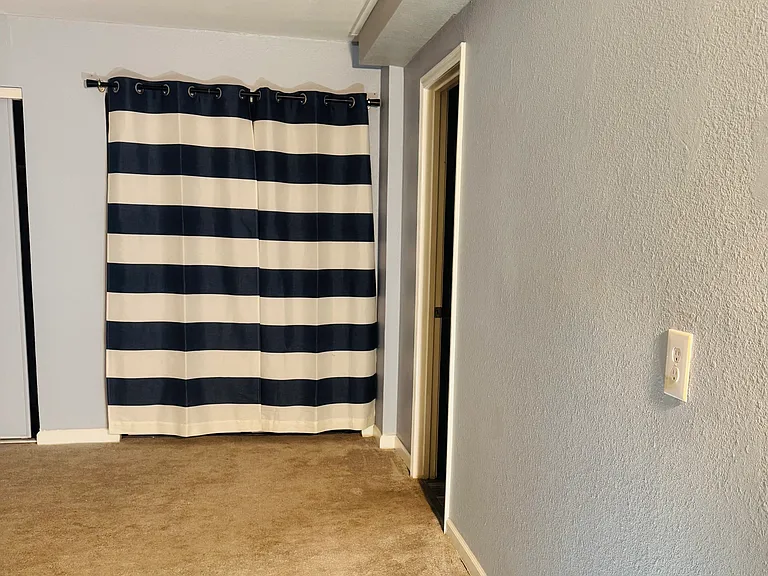 Washer and dryer behind curtain full-size