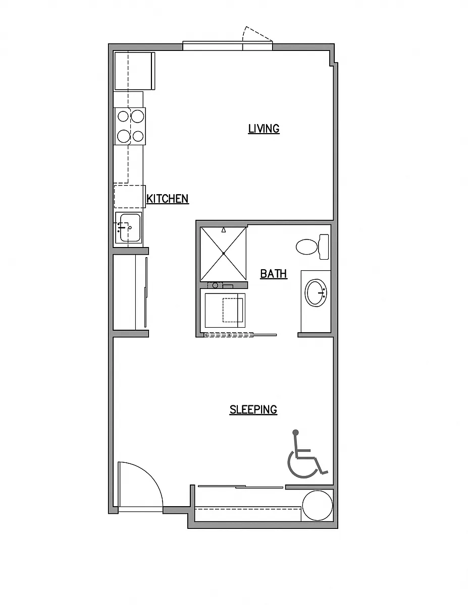 Floor plan Open One Bedroom B
