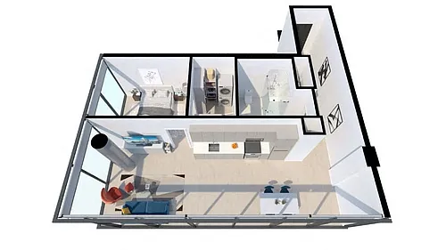 Floor plan 1 Bed 1 Bath Corner