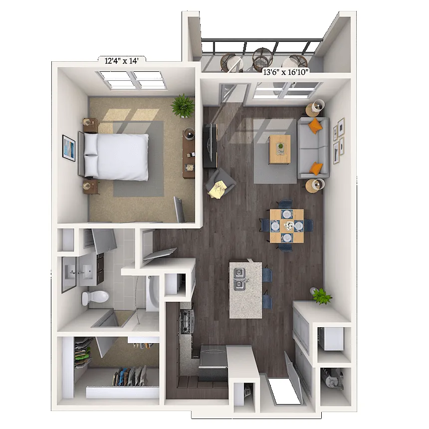 Floor plan Traditional 1x1-827 SF-FP