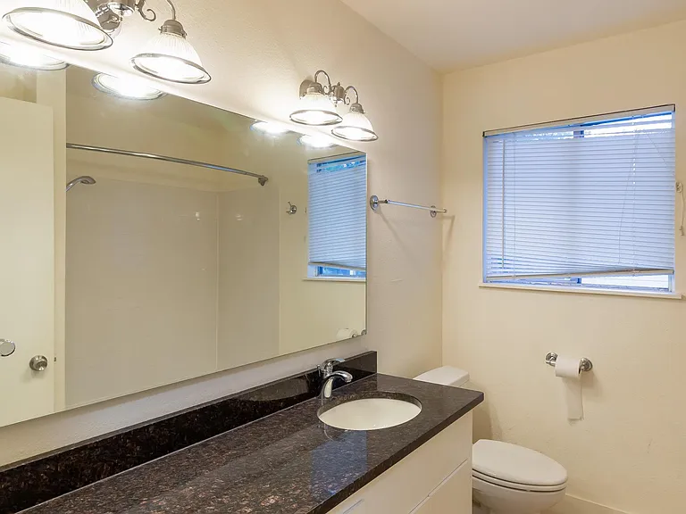 hall bath, blind has been replaced