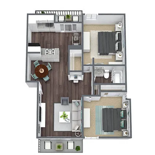 Floor plan B1: 2 Bed 1 Bath