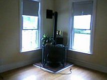 living room w/pellet stove