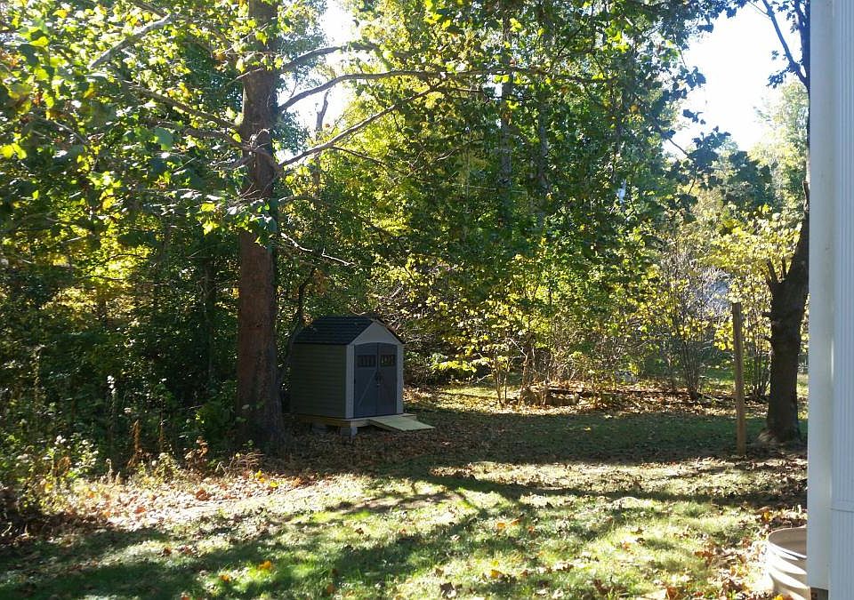 Large yard with storage shed