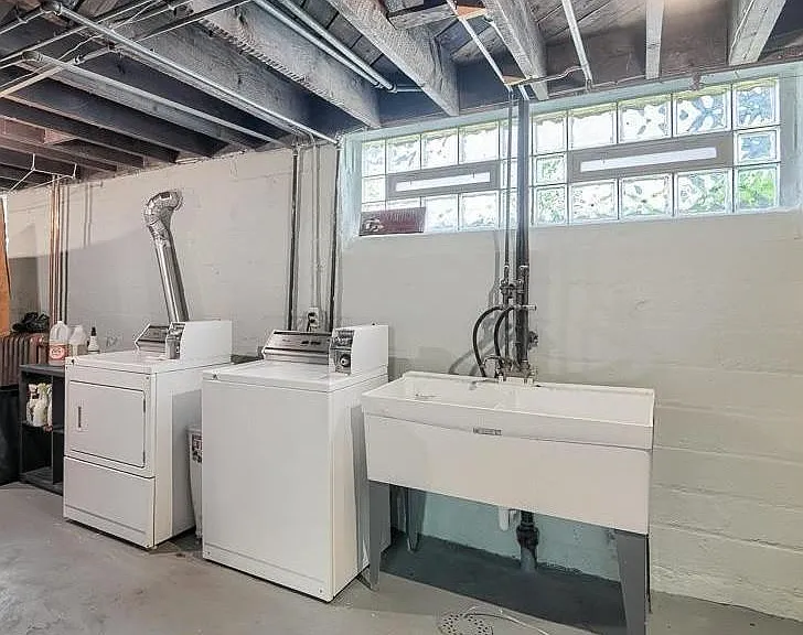 Laundry facilities in basement