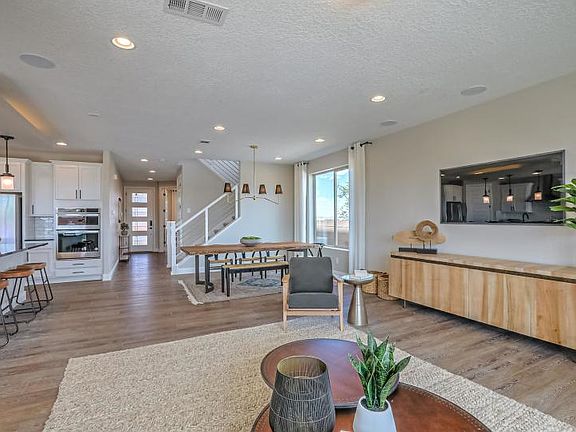First floor including the gathering room, cafe and kitchen with view of the front entry.