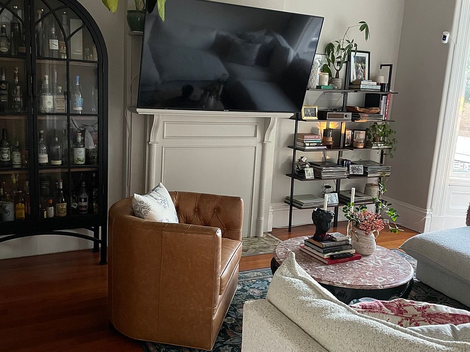 Living room with LARGE bay windows