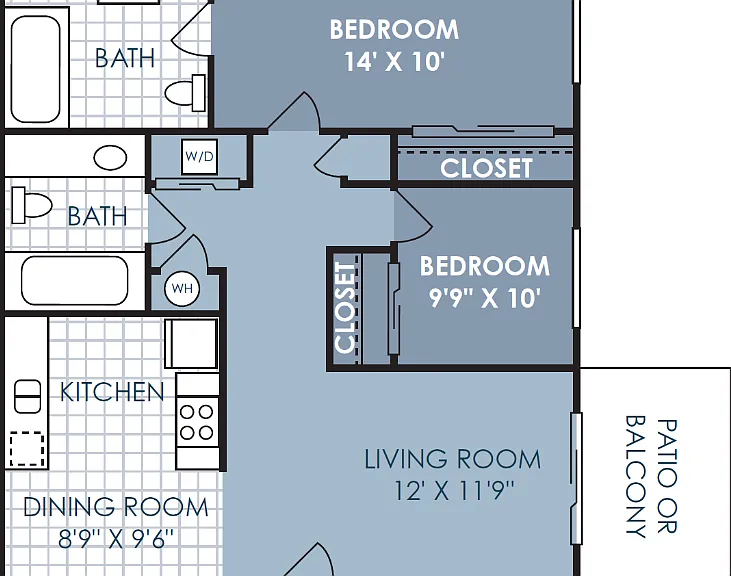 2 Bedroom 2 Bathroom A Floorplan Diagram
