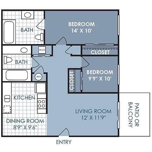Floor plan 2 Bedroom 2 Bathroom A