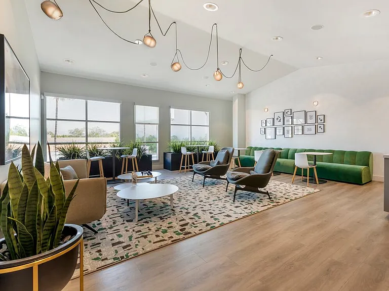 Resident lounge with coworking spaces