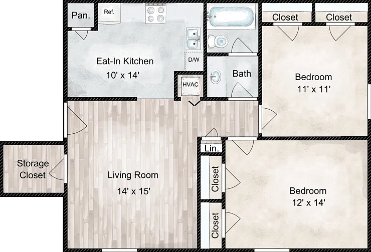 Belaire 2 Bedroom Floorplan Diagram