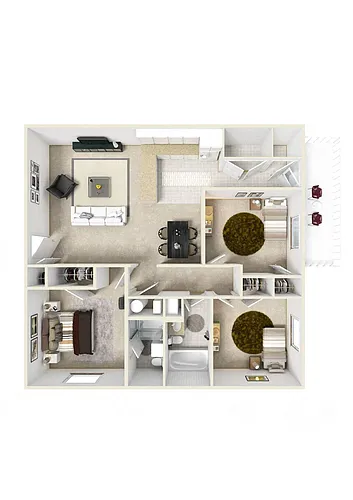 Floor plan 3BR - 2BTH