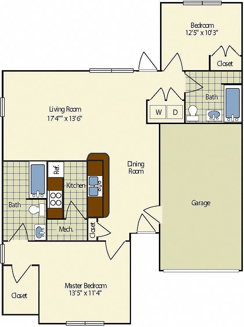 Floor plan 2 Bedroom | Renovated