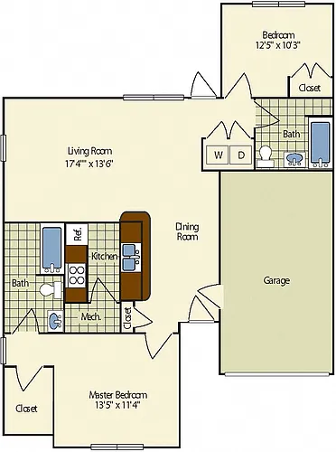 Floor plan 2 Bedroom | Renovated