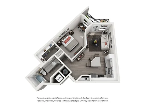 Floor plan A2 851sf 1/1
