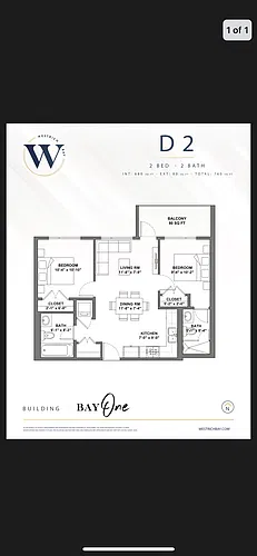 Floor plan 2 Bed 2 Bath - D2