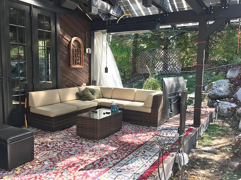 Favorite summertime living space; infrared heaters extend the day and evening