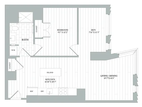 Floor plan AD6 | 1 Bed | 1 Bath | Den