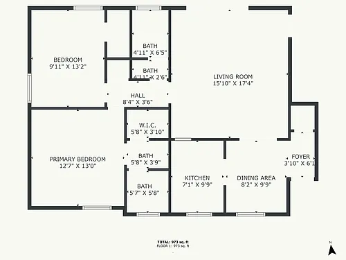 Floor plan 2 Bedroom, 2 Bath-1200