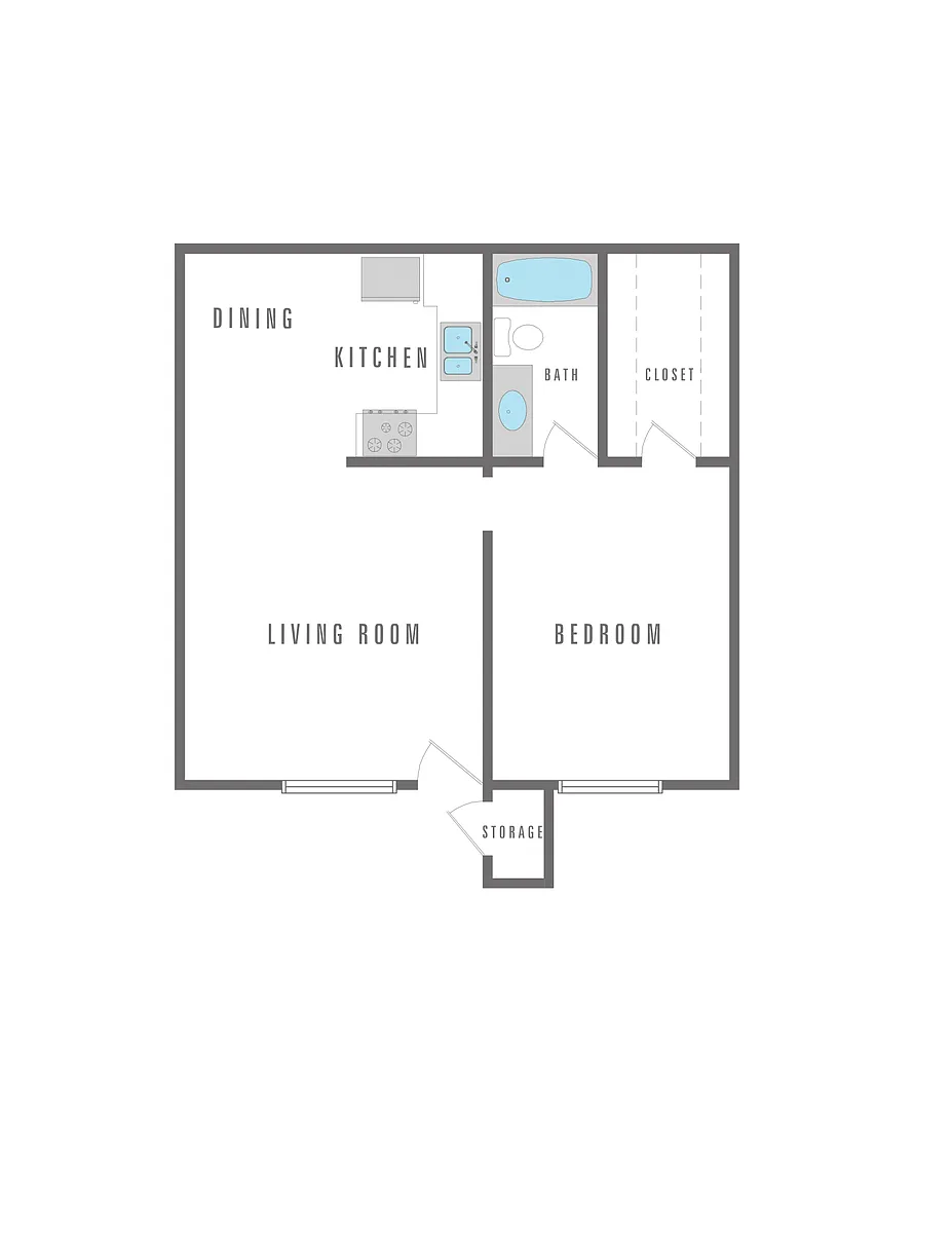 Floor plan 1 Bedroom 1 Bath