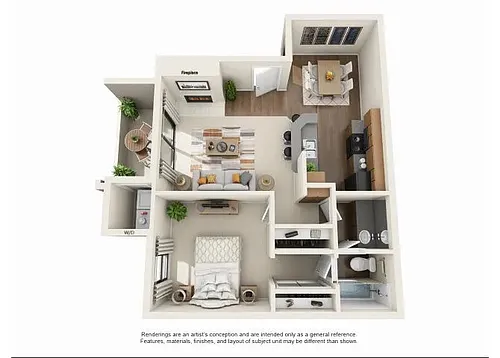 Floor plan 1 Bedroom Renovated