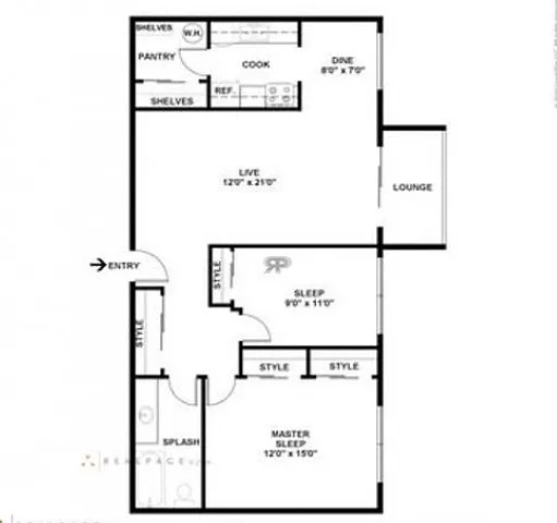 Two Bedroom, One Bath Floor Plan Two Bedroom, One Bath Floor Plan