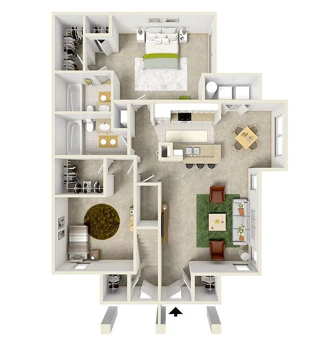 Floor plan 2 Bed/2 Bath Downstairs